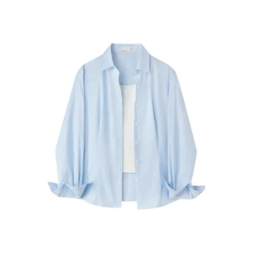 HLA Рубашка Женская Светло-Синяя Полосатая