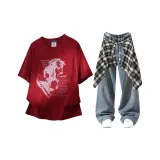 Бордовый + Винтаж Синий Брюки