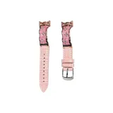 Позолоченный бамбук с рельефом, ремешок - розовый + пряжка цвета розового золота