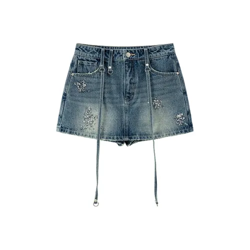 CHUU Джинсовая синяя женская повседневная короткая юбка