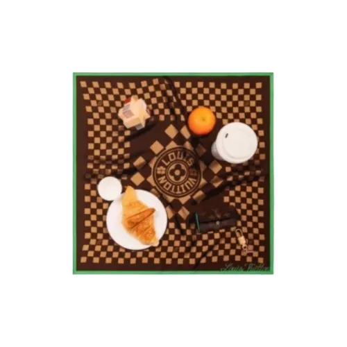 LOUIS VUITTON Шелковые шарфы Унисекс Коричневый