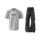 Белый, Фотиния, Серый, Топ + Камуфляж, Штаны