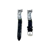 Позолоченный бамбук с текстурой ремешок - классический черный + серебряная пряжка