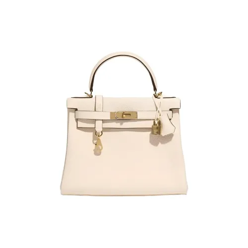 HERMES Kelly Коровья кожа Togo Сумка Kelly Сумка Стандартная Женская Кремово-белая