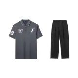 Комплект одежды (Темно-серая рубашка-поло + черные брюки-костюм)