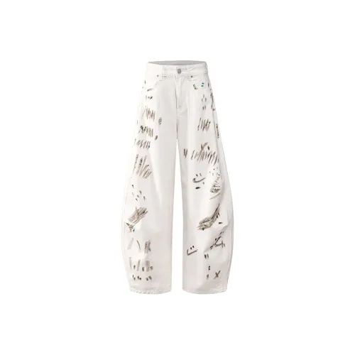 UOOHE Белые унисекс джинсы