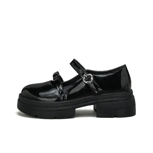 Warrior Грубый каблук Туфли Мэри Джейн Женские Черный