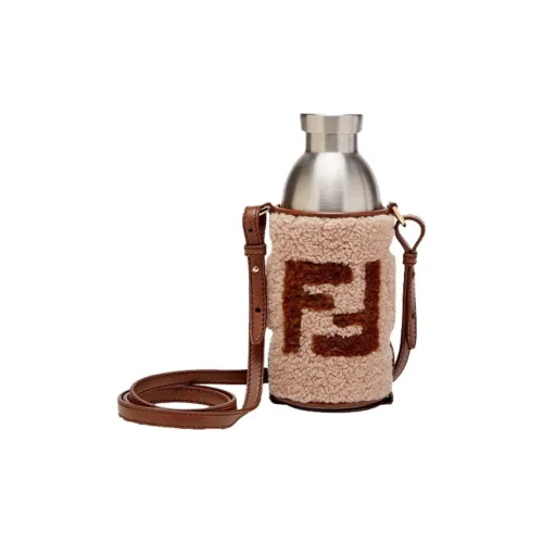 FENDI X 24BOTTLES® Коллаборация Овчина Водяная бутылка Сумка через плечо Унисекс Коричневый и Розовый