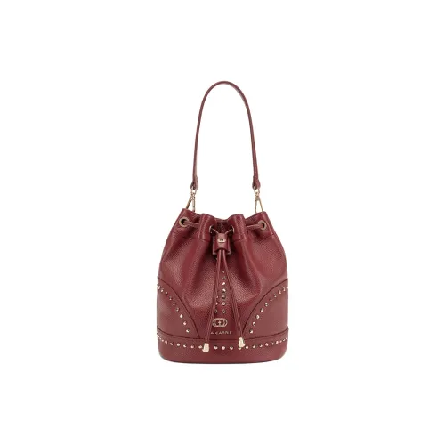 La Carrie Сумка из коровьей кожи с ведрообразной формой сумка на одно плечо женская темно-красный цвет