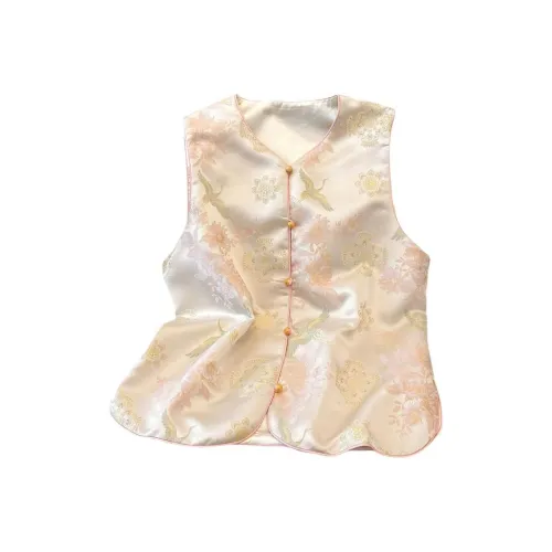 SONDR Абрикос с Журавлем And Eight Treasures Цветочный Женские Жилеты
