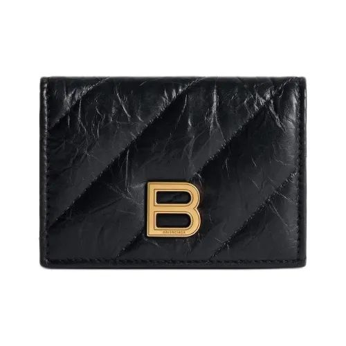 Balenciaga Crush Телячья кожа Кошелек Мини Женские Черный