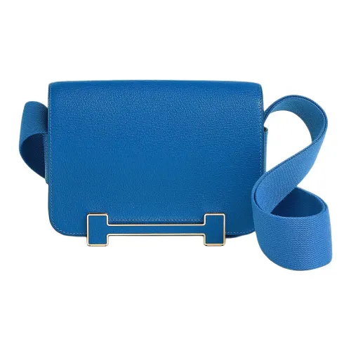HERMES Geta Chevre Mysore Шевро Деревянные Сандалии Сумка Сумки через плечо Сумка на плечо Женская Синяя