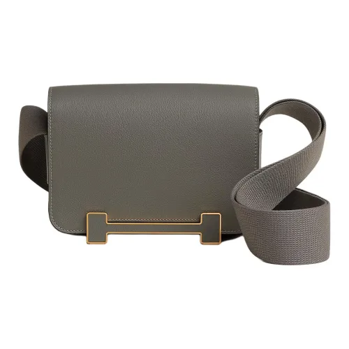 HERMES Geta Evercolor Телячья кожа Сумка через плечо Женская Дождевой облачный серый