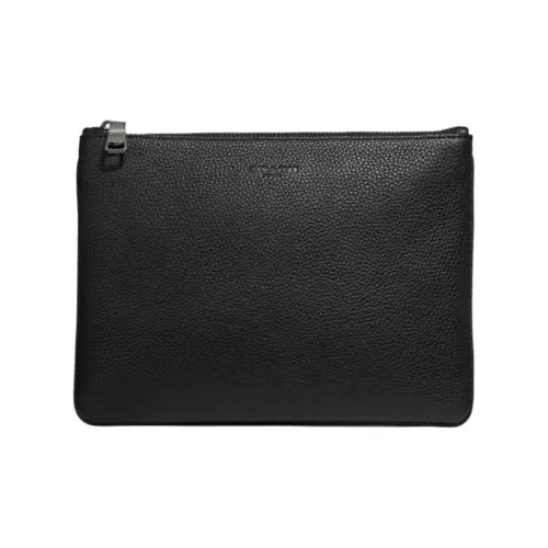COACH Pouch Галечная кожа Клатч Большой Мужской Черный