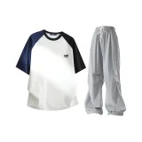 Темно-синий, синий, полосы + серый [брюки]