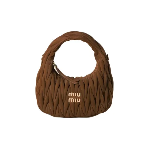 MIU MIU Matelassé Овчина Одно плечо Сумка Маленькая Женская Темно-коричневая