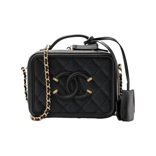 CHANEL Телячья кожа Коробка Формированная Сумка Косметичка Сумка на одно плечо Сумка Мини Женская Черная