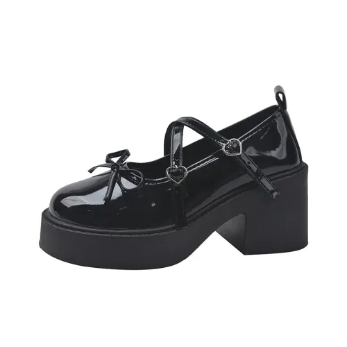 NX DOUGHNUT Грубый каблук Туфли Мэри Джейн Женские