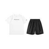 Комплект одежды [Натуральная белая футболка + Супер-черные шорты]