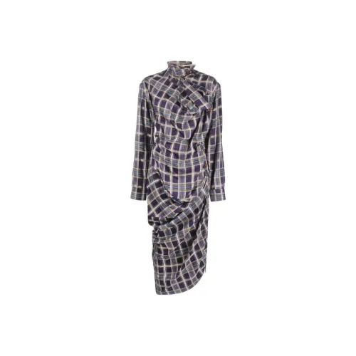Vivienne Westwood Синие Женские Длинные Платья с Рукавами