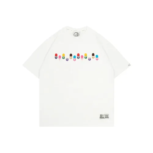 GRAF Многоцветный Pill Белый укороченный Sleeved Рубашка Унисекс T Рубашки