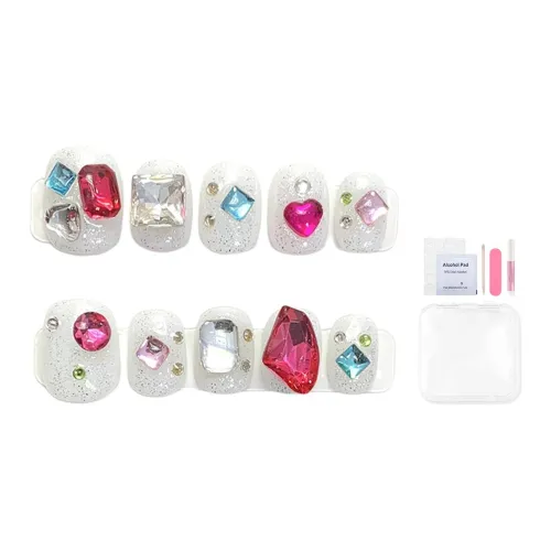 Fanze Весенний Летний Премиум Осветляющий False Nail Короткий LADDER Белый Однотонный Блестящий