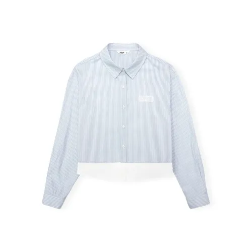 MJ STYLE Светло-синий Полосы Женские Рубашки