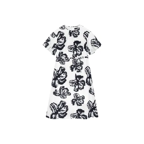 Desigual Белое основание Принт Женские Короткие Платья с Рукавами