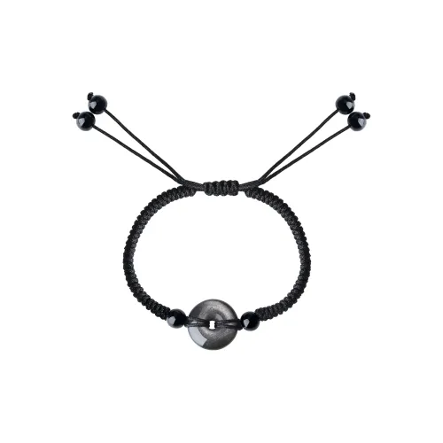 CLARKIA FLOWER Серебряный SHEEN Обсидиан Браслет Шнурки Унисекс