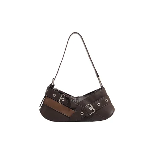 NOMK ПУ (полиуретан) Сумка через плечо Женская Коричневый Черный