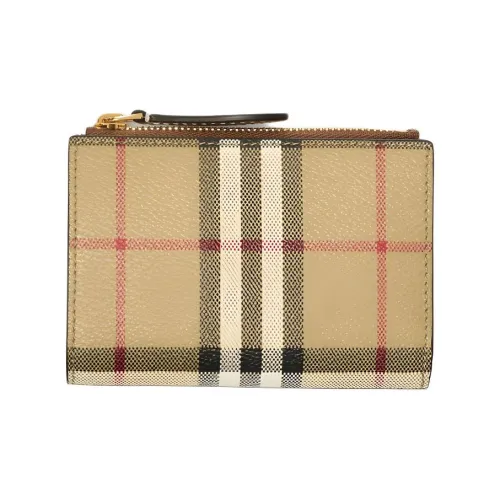 Burberry Компактный Складной Бумажник В Клетку Застежка На Кнопку Шесть Отделений Для Карт Отделение На Молнии