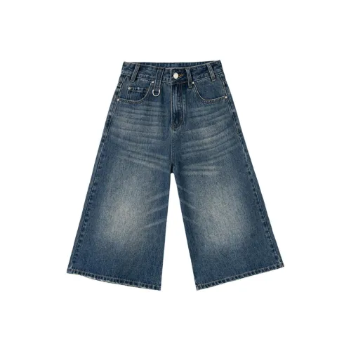 Azvk UD 1666 1 Синие Штаны капри Женские Джинсовые шорты