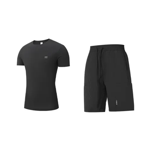 HLA Комплект Черный+Черный Мужская Повседневная Спортивная Одежда