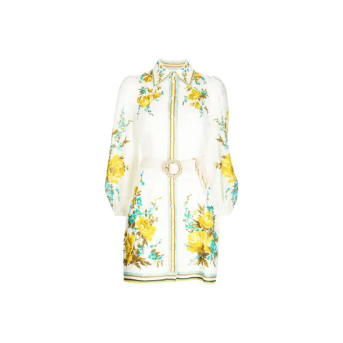 Zimmermann Белое Женское Длинное Платье с Рукавами