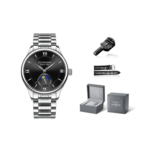 GUANQIN Master Collection Механический механизм ремешок из нержавеющей стали мужские часы белый циферблат