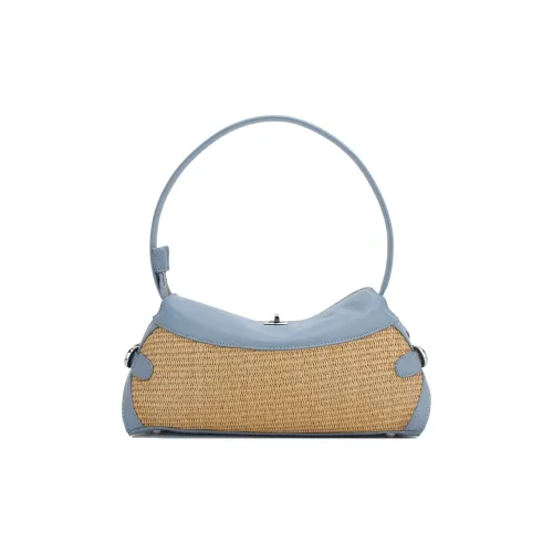 BUHOWE ПУ (полиуретан) Сумка через плечо Женская Плетеная соломенная Синий