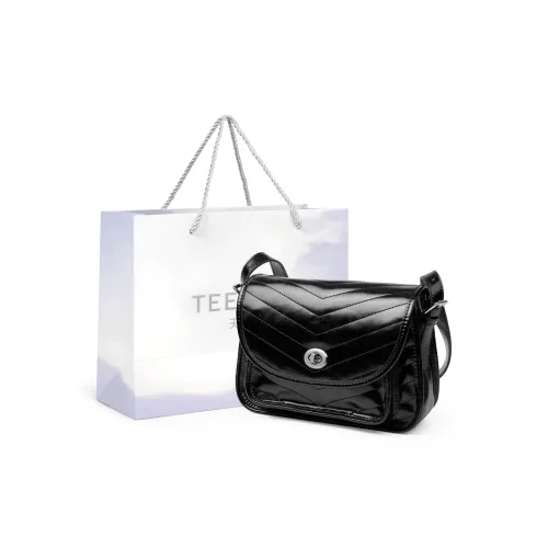 teenmix Сумка через плечо из коровьей кожи с синтетической кожей курьерская сумка сумка через плечо стандартная женская черная