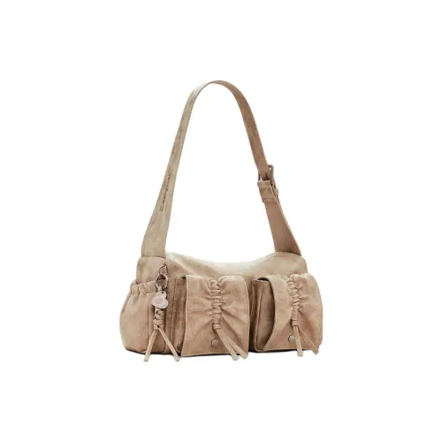 Desigual ПУ (полиуретан) Сумка Сумка через плечо Средняя Женская Конопля Коричневый