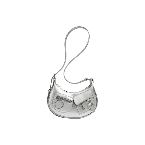 NOMK ПУ (полиуретан) Сумка через плечо Сумка на плечо Стандартная Женская Серебряный Черный