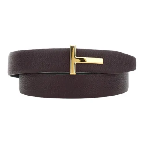 TF Телячья кожа Кожаные ремни Мужской Бордо Красный 3 см