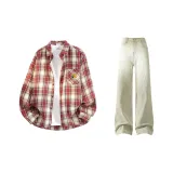 Red Plaid + Yellow Mud Pants  
Красные клетчатые + желтые грязные штаны