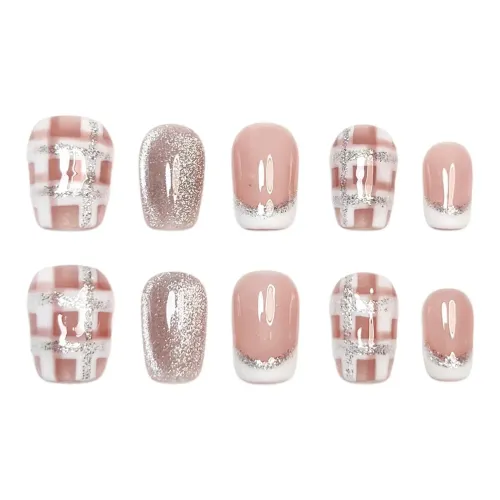 Fanze Французский Кошачий глаз Клетчатый Девичий False Nail Короткий LADDER Розовый Jump Цвет Мультяшный 15мм