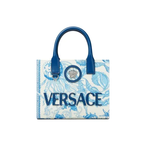 VERSACE La Medusa Хлопок Сумка-тоут Сумка для покупок Сумка через плечо Мини Сумка Женская Синяя