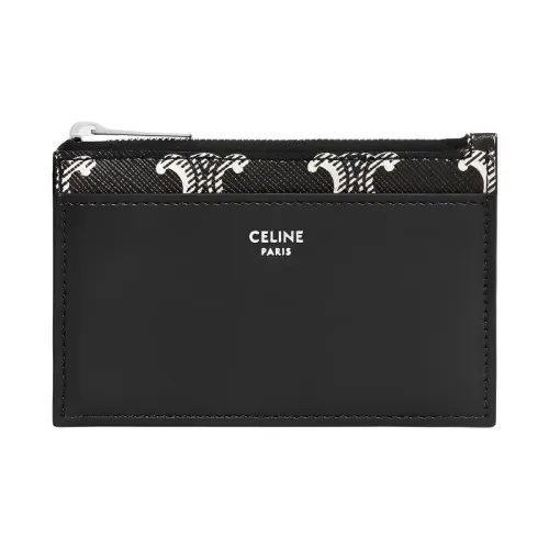 CELINE Triomphe Коровья кожа Держатель для карт Мужской Черный Белый