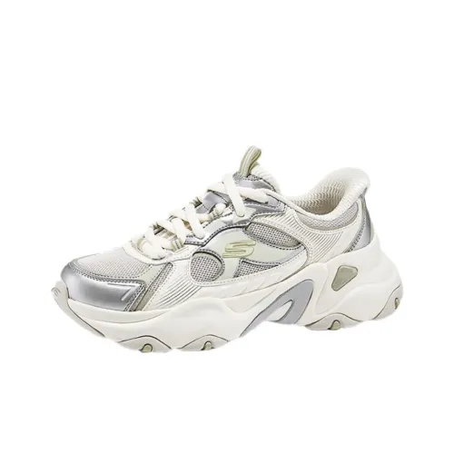 Skechers D'LITES 5,0 Высота Увеличивающие Низкие Кроссовки с Толстой Подошвой Женские Белые