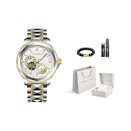 TINAIBIN Lingyun series Автоматический механический механизм Стальной ремешок Часы Мужские Белый циферблат