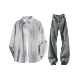 Gray + Nostalgic Blue Pants  
Серый + Ностальгический Синий Брюки
