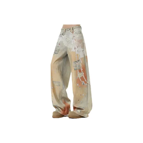 LINGSHI Шафран Унисекс Джинсы