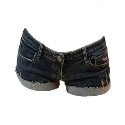 XIAOJUCHUANLI Темно-синие женские джинсовые шорты