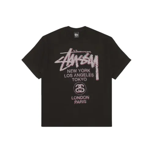 Stussy World Tour Dots T-Shirt Мужской Черный